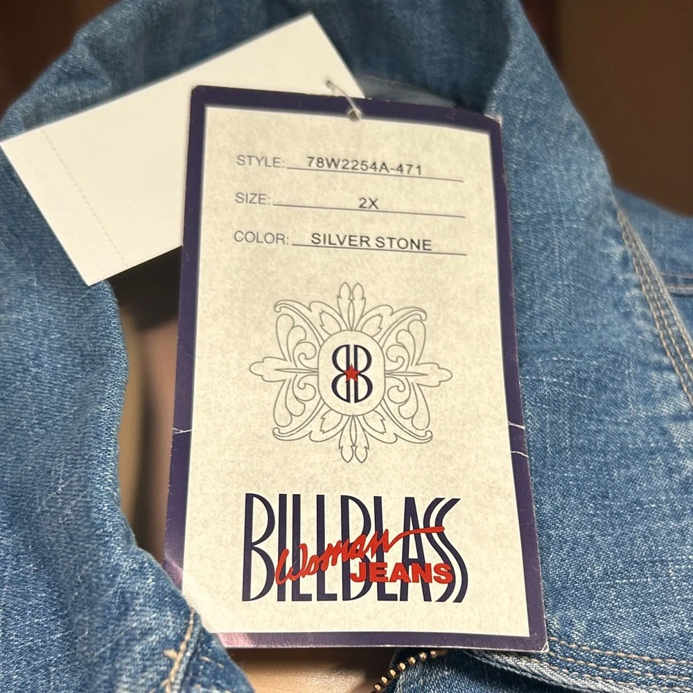 bill blass light blue denim zip-front jacket/shirt- vintage - tags
